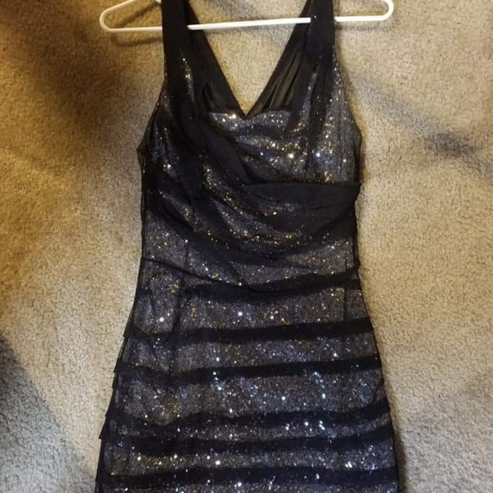 Express Black and Silver sequin dress
